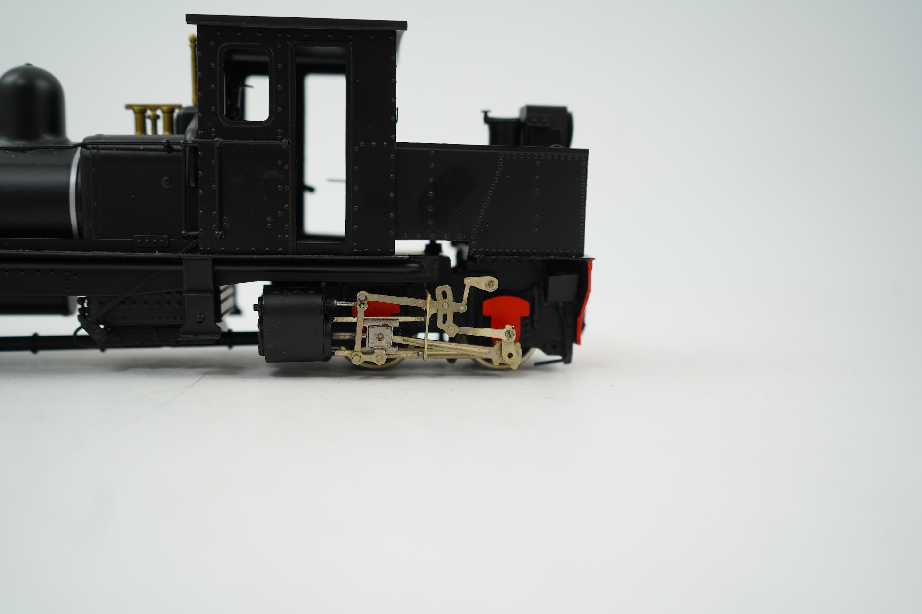 An On30 gauge (1:48 scale) 0-4-0+0-4-0 Garratt locomotive, a finely detailed model, of painted brass, etc. construction, running on 00 gauge track and powered for two rail operation
